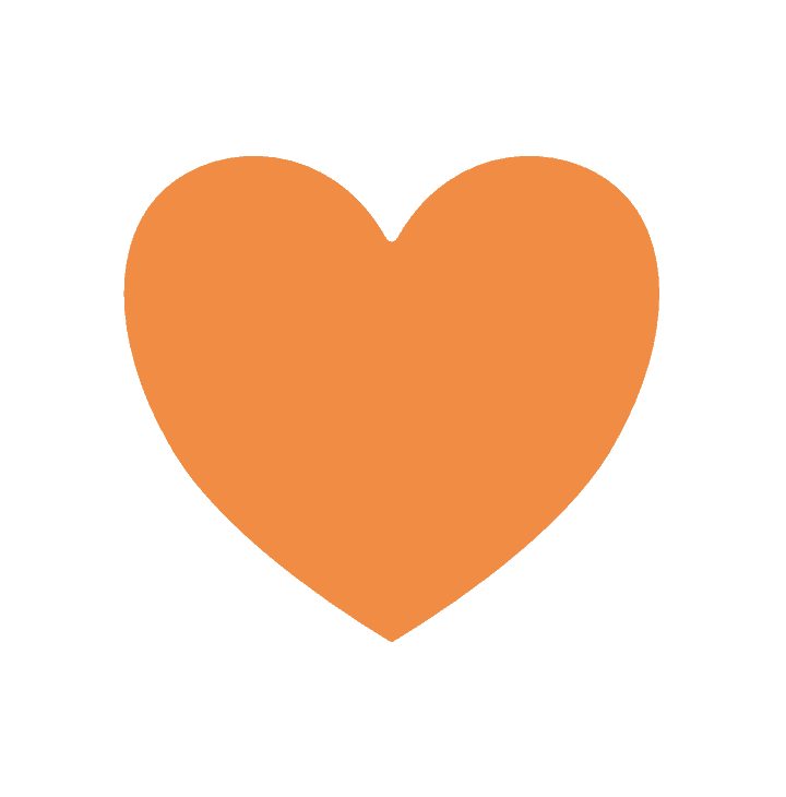 ikon orange hjärta symboliserar tilliten till dig själv i en kurs i praktisk stresshantering.