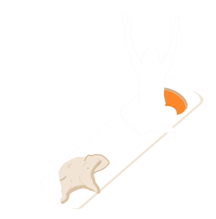 Ikonen visar en tecknad person utövar yoga på yogamatta, yogakudde, yogafilt.